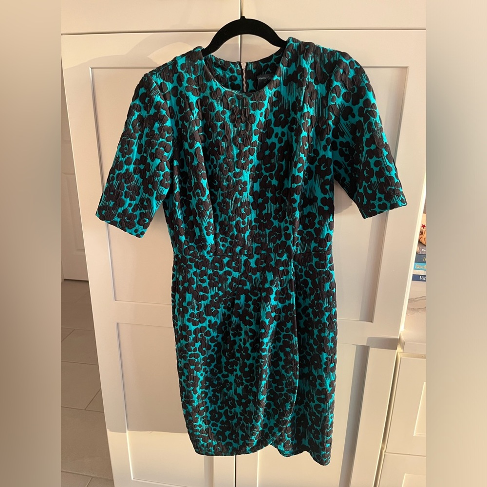 Teal Gabby Style dress with black flowers